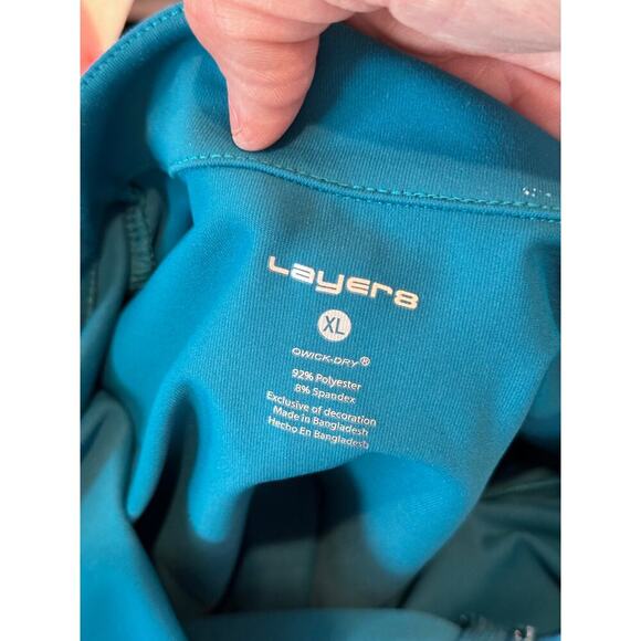 Layer 8 Blue Qwick Dry Long Sleeves Athletic 1/4 Zip Pullover Sweatshirt Size XL - Picture 6 of 8